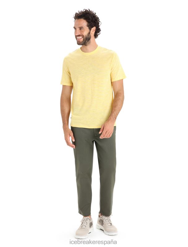 Icebreaker hombres camiseta manga corta lino merino raya 0V2J070 ropa nieve de verano