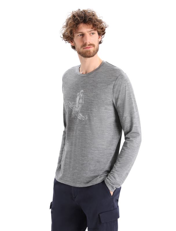Icebreaker hombres camiseta manga larga merino tech lite ii esquí yeti 0V2J0342 ropa brezo de piedra arenisca