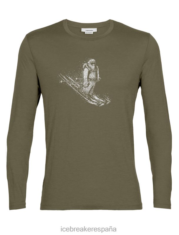 Icebreaker hombres camiseta manga larga merino tech lite ii esquí yeti 0V2J0343 ropa cargarse