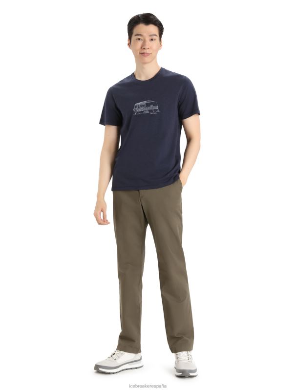 Icebreaker hombres camiseta merino central classic manga corta caravana 0V2J0356 ropa azul marino de medianoche