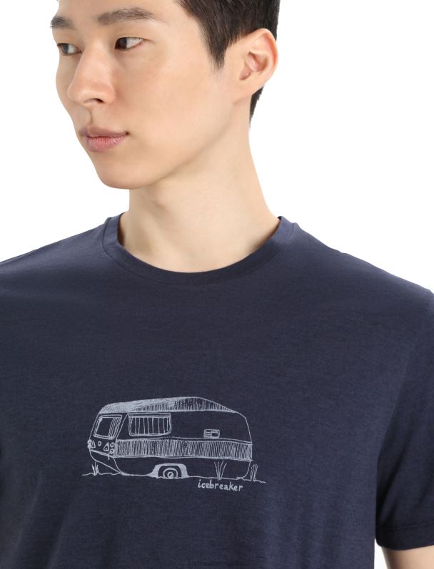 Icebreaker hombres camiseta merino central classic manga corta caravana 0V2J0356 ropa azul marino de medianoche