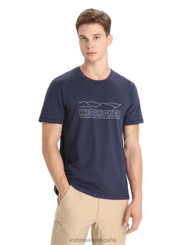 Icebreaker hombres camiseta merino central classic manga corta historia 0V2J052 ropa azul marino de medianoche