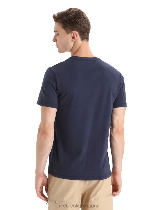 Icebreaker hombres camiseta merino central classic manga corta historia 0V2J052 ropa azul marino de medianoche