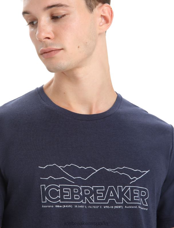 Icebreaker hombres camiseta merino central classic manga corta historia 0V2J052 ropa azul marino de medianoche