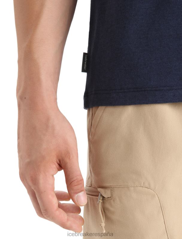 Icebreaker hombres camiseta merino central classic manga corta historia 0V2J052 ropa azul marino de medianoche