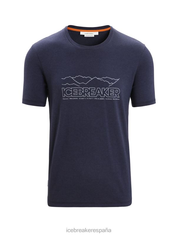 Icebreaker hombres camiseta merino central classic manga corta historia 0V2J052 ropa azul marino de medianoche