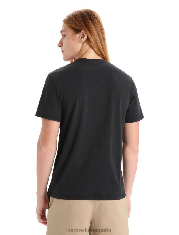 Icebreaker hombres camiseta merino central classic manga corta nutria paddle 0V2J060 ropa negro
