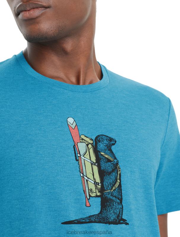 Icebreaker hombres camiseta merino central classic manga corta nutria paddle 0V2J061 ropa geo azul