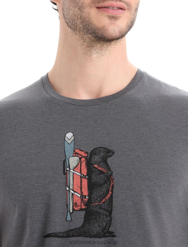 Icebreaker hombres camiseta merino central classic manga corta nutria paddle 0V2J062 ropa monzón