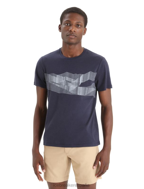 Icebreaker hombres camiseta merino central classic manga corta st anton 0V2J035 ropa azul marino de medianoche