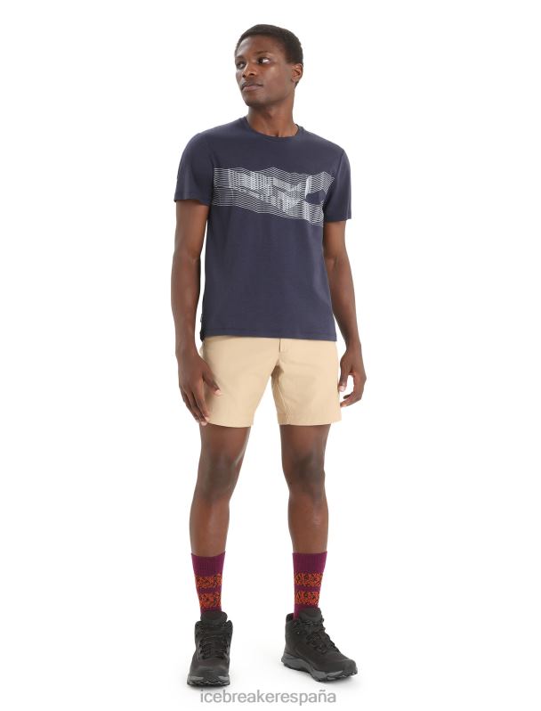 Icebreaker hombres camiseta merino central classic manga corta st anton 0V2J035 ropa azul marino de medianoche