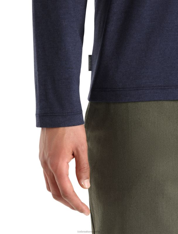 Icebreaker hombres camiseta merino central classic manga larga canopy camper 0V2J0375 ropa azul marino de medianoche