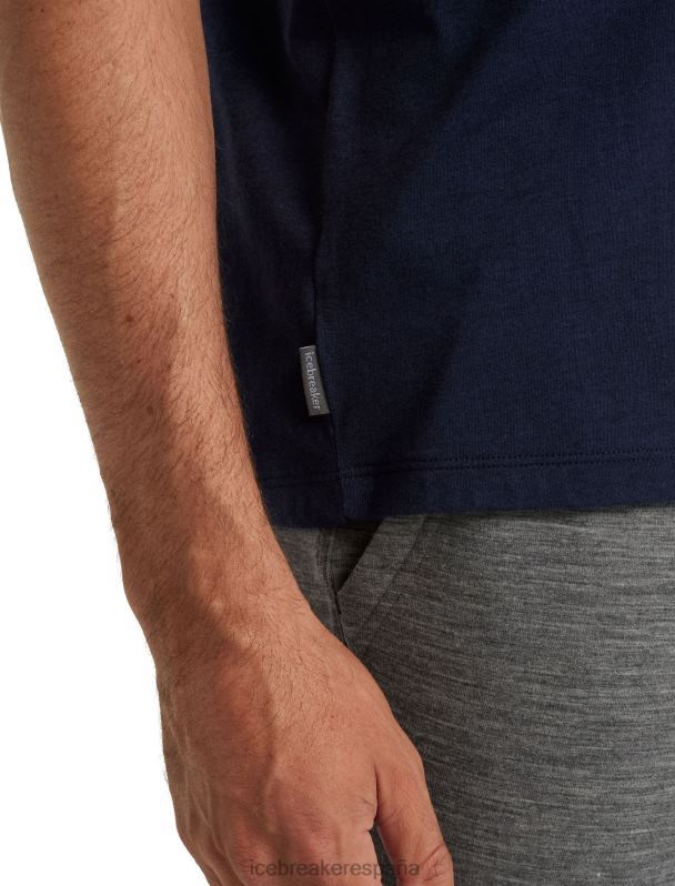 Icebreaker hombres camiseta merino central manga corta 0V2J0494 ropa azul marino de medianoche