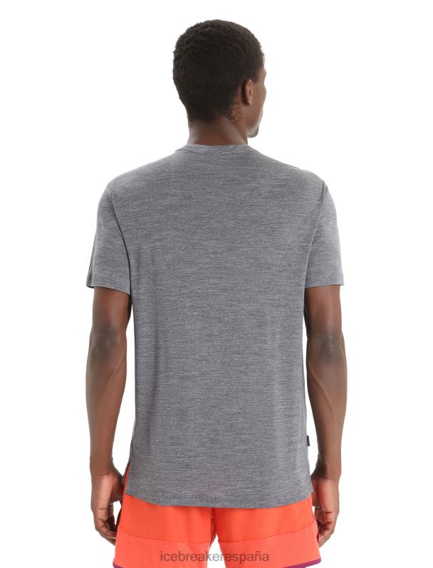Icebreaker hombres camiseta merino esfera ii manga corta hitt 0V2J085 ropa jaspeado azul marino medianoche