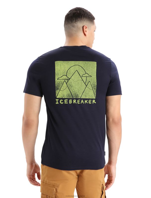 Icebreaker hombres camiseta merino tech lite ii manga corta alp ascension 0V2J0377 ropa azul marino de medianoche
