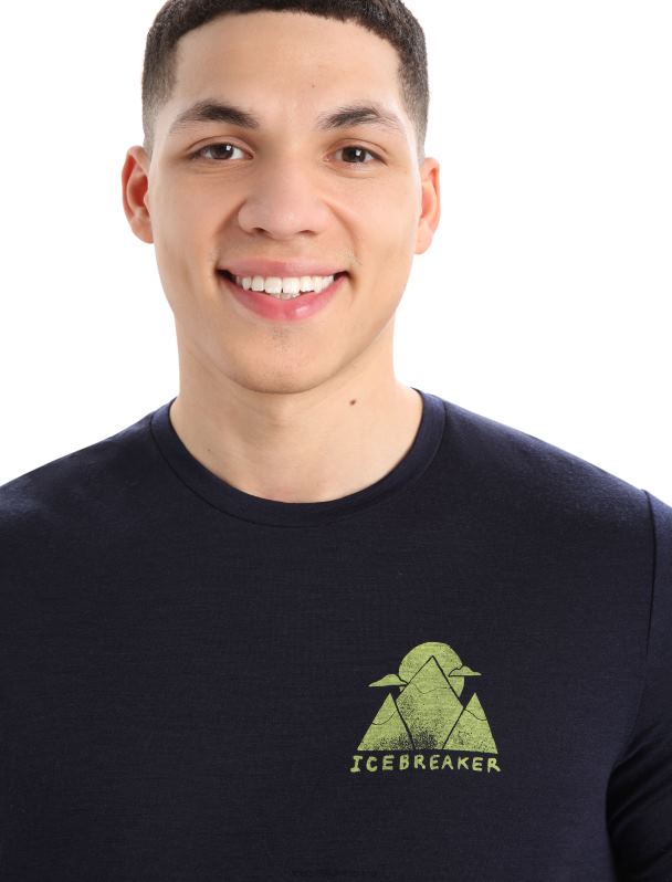 Icebreaker hombres camiseta merino tech lite ii manga corta alp ascension 0V2J0377 ropa azul marino de medianoche