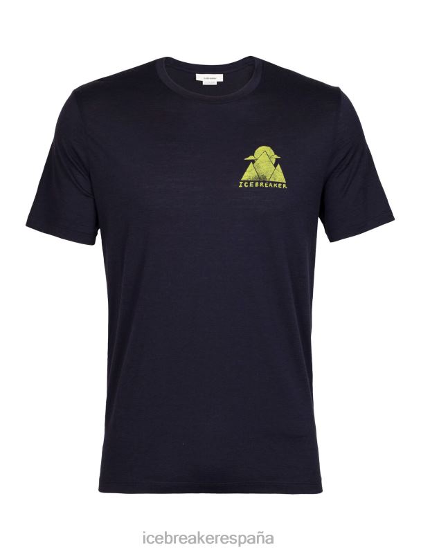 Icebreaker hombres camiseta merino tech lite ii manga corta alp ascension 0V2J0377 ropa azul marino de medianoche