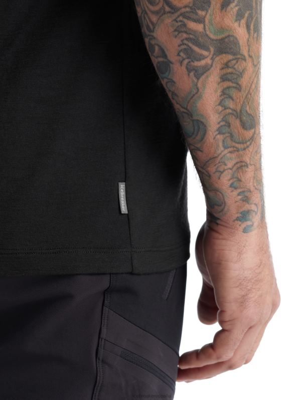 Icebreaker hombres camiseta merino tech lite ii manga corta amanecer ridge 0V2J0482 ropa negro