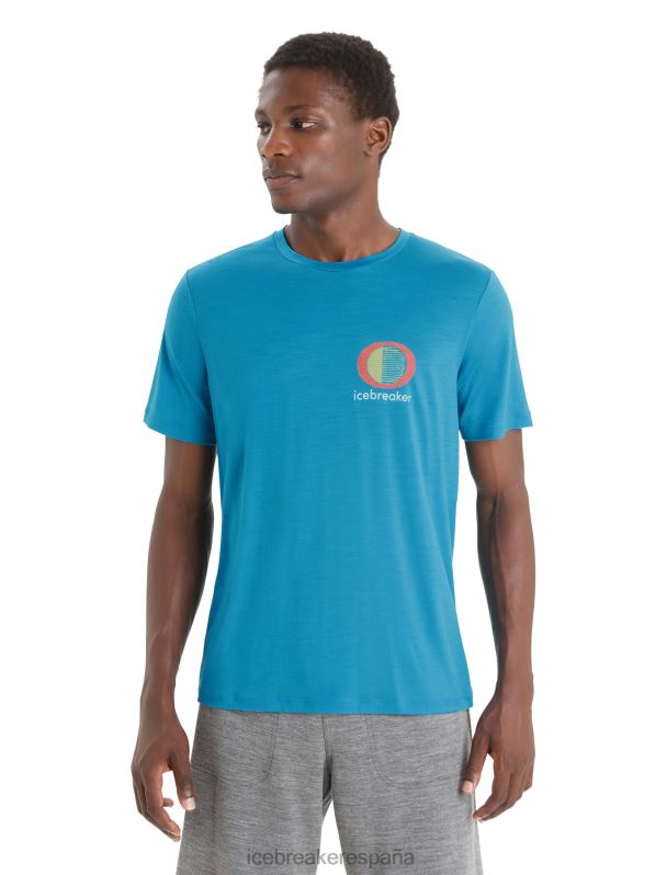 Icebreaker hombres camiseta merino tech lite ii manga corta brillo primaveral 0V2J045 ropa geo azul