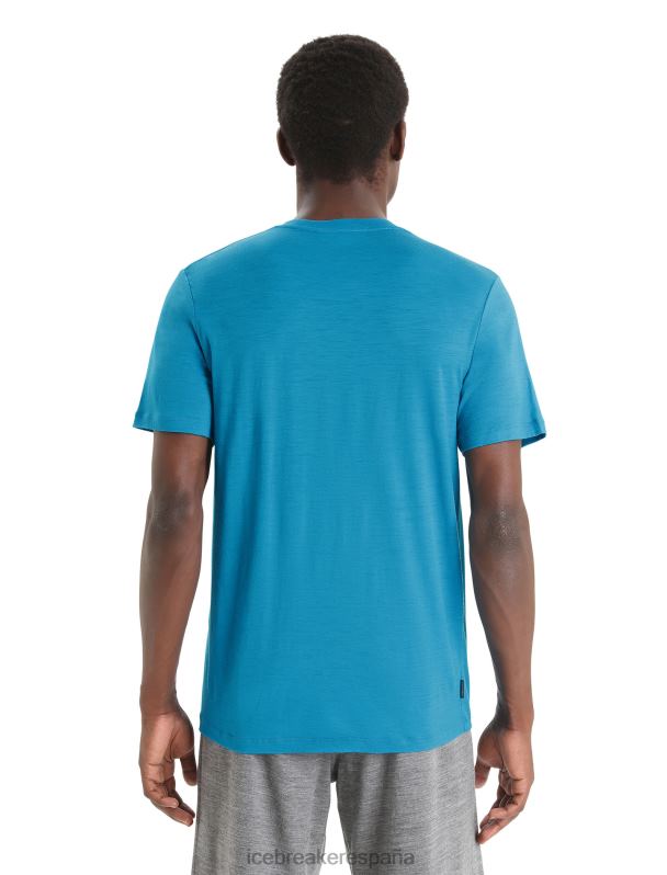 Icebreaker hombres camiseta merino tech lite ii manga corta brillo primaveral 0V2J045 ropa geo azul