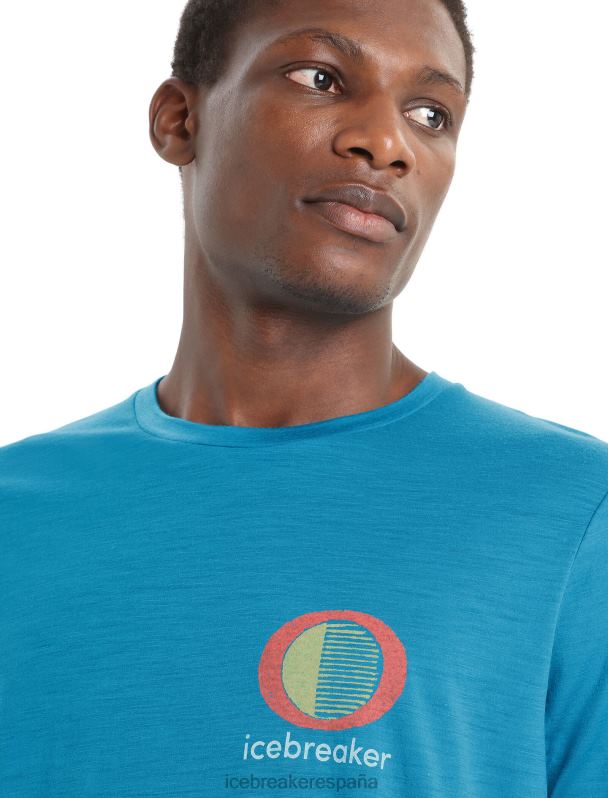 Icebreaker hombres camiseta merino tech lite ii manga corta brillo primaveral 0V2J045 ropa geo azul