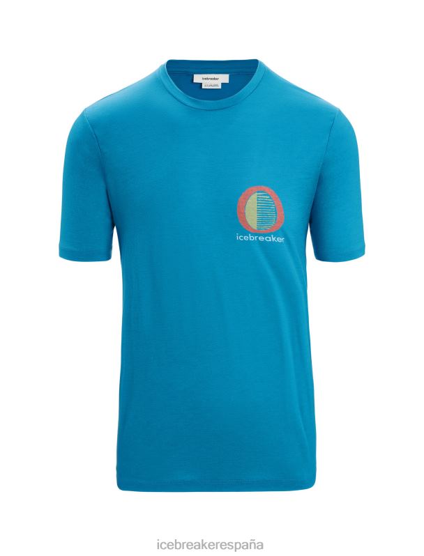 Icebreaker hombres camiseta merino tech lite ii manga corta brillo primaveral 0V2J045 ropa geo azul