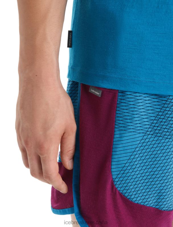 Icebreaker hombres camiseta merino tech lite ii manga corta cadence paths 0V2J057 ropa geo azul