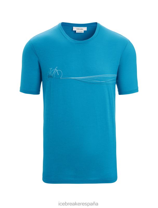 Icebreaker hombres camiseta merino tech lite ii manga corta cadence paths 0V2J057 ropa geo azul