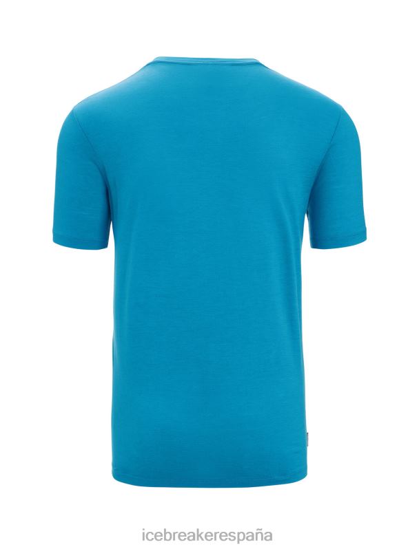 Icebreaker hombres camiseta merino tech lite ii manga corta cadence paths 0V2J057 ropa geo azul