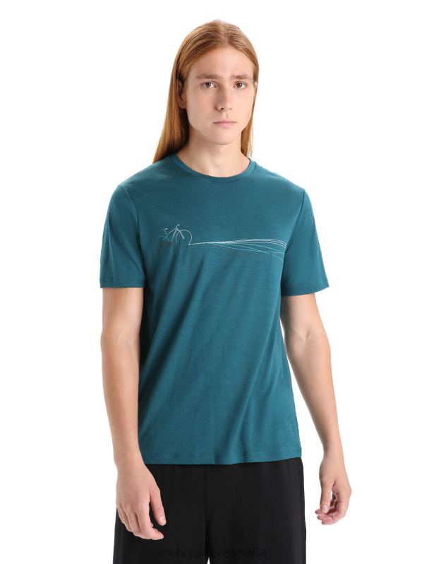 Icebreaker hombres camiseta merino tech lite ii manga corta cadence paths 0V2J058 ropa gloria verde