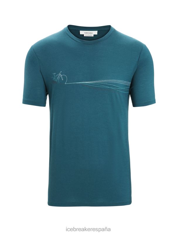Icebreaker hombres camiseta merino tech lite ii manga corta cadence paths 0V2J058 ropa gloria verde