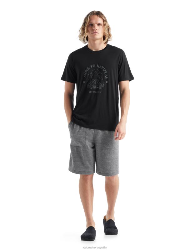 Icebreaker hombres camiseta merino tech lite ii manga corta canopy camper 0V2J0487 ropa negro