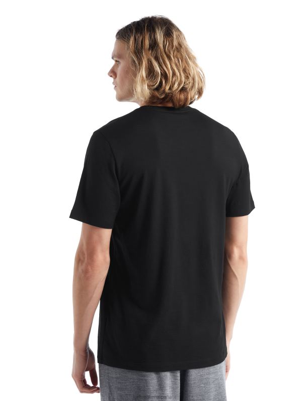 Icebreaker hombres camiseta merino tech lite ii manga corta canopy camper 0V2J0487 ropa negro