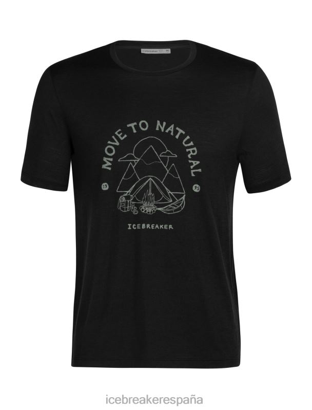 Icebreaker hombres camiseta merino tech lite ii manga corta canopy camper 0V2J0487 ropa negro