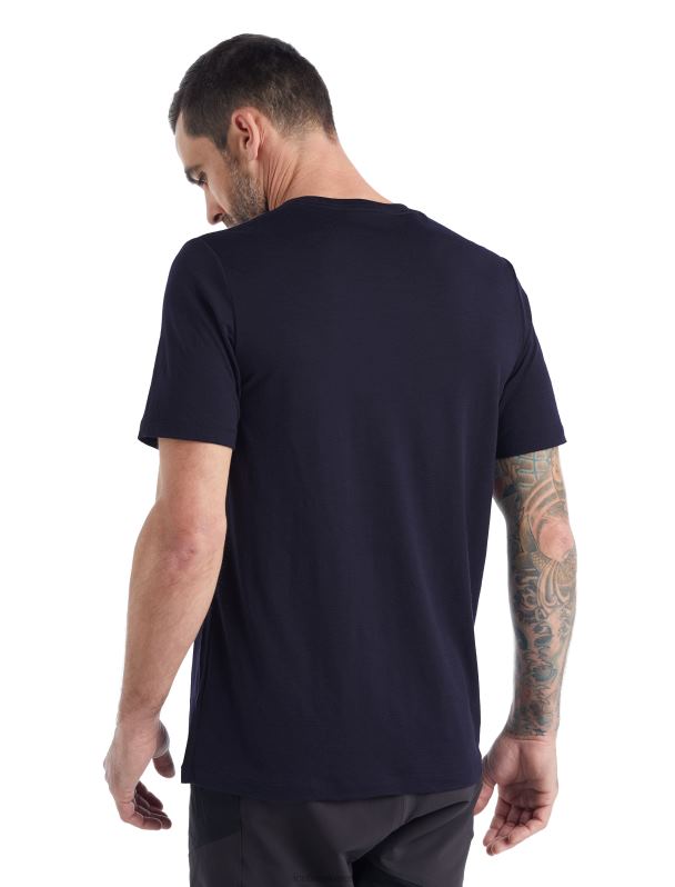 Icebreaker hombres camiseta merino tech lite ii manga corta canopy camper 0V2J0489 ropa azul marino de medianoche