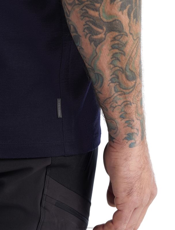 Icebreaker hombres camiseta merino tech lite ii manga corta canopy camper 0V2J0489 ropa azul marino de medianoche