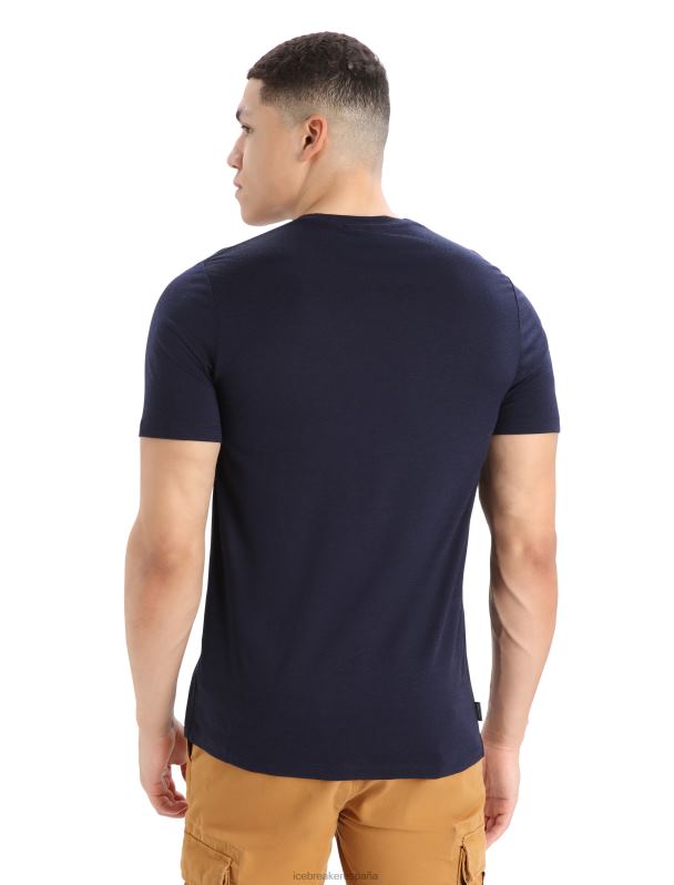 Icebreaker hombres camiseta merino tech lite ii manga corta esquí yeti 0V2J073 ropa azul marino de medianoche