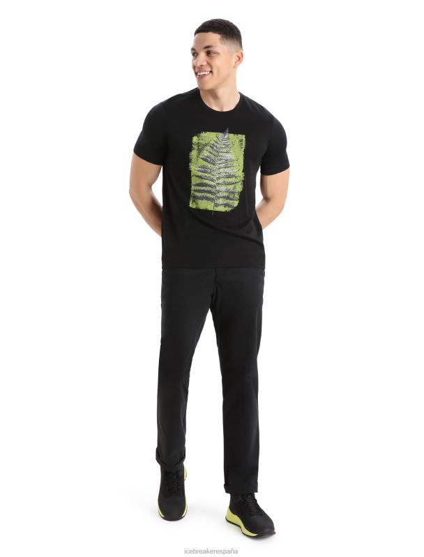 Icebreaker hombres camiseta merino tech lite ii manga corta estampado helecho 0V2J0341 ropa negro