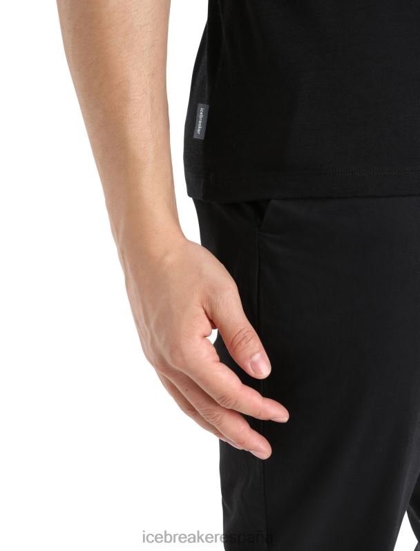 Icebreaker hombres camiseta merino tech lite ii manga corta estampado helecho 0V2J0341 ropa negro