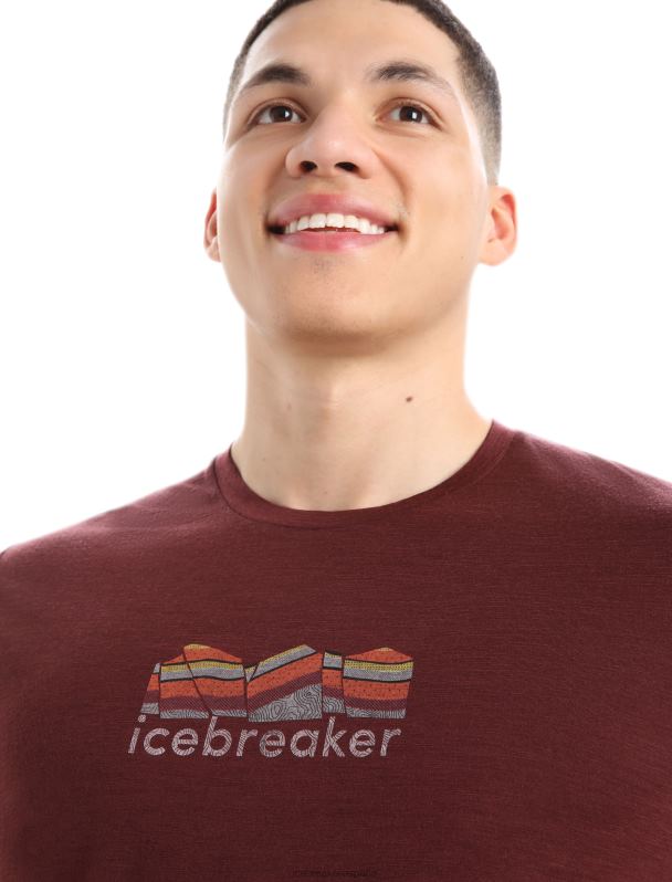 Icebreaker hombres camiseta merino tech lite ii manga corta geología de montaña 0V2J0382 ropa Café exprés