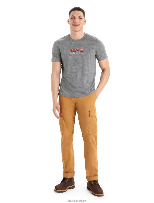Icebreaker hombres camiseta merino tech lite ii manga corta geología de montaña 0V2J0383 ropa brezo de piedra arenisca