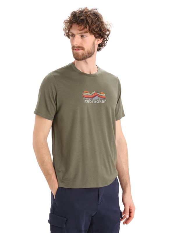 Icebreaker hombres camiseta merino tech lite ii manga corta geología de montaña 0V2J0384 ropa cargarse