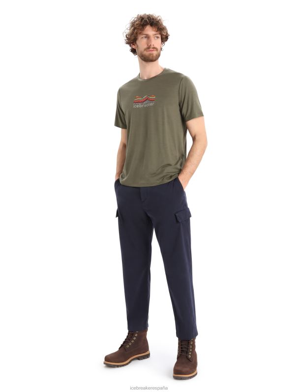 Icebreaker hombres camiseta merino tech lite ii manga corta geología de montaña 0V2J0384 ropa cargarse
