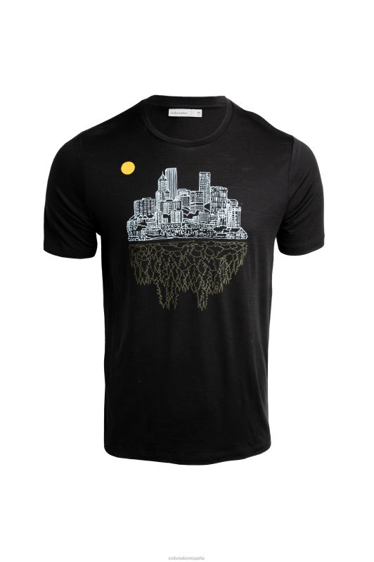 Icebreaker hombres camiseta merino tech lite ii manga corta local tee portland 0V2J0486 ropa negro