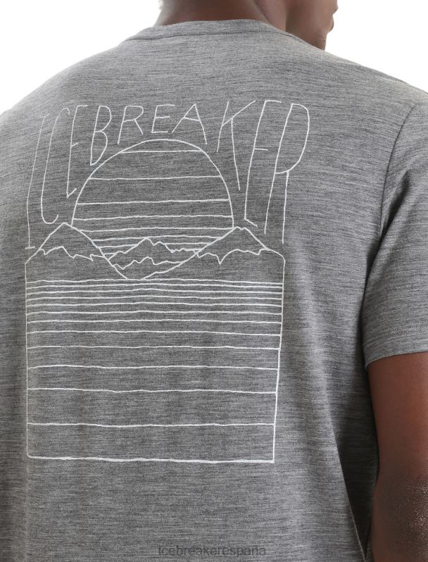 Icebreaker hombres camiseta merino tech lite ii manga corta mountain sunset 0V2J083 ropa brezo de piedra arenisca