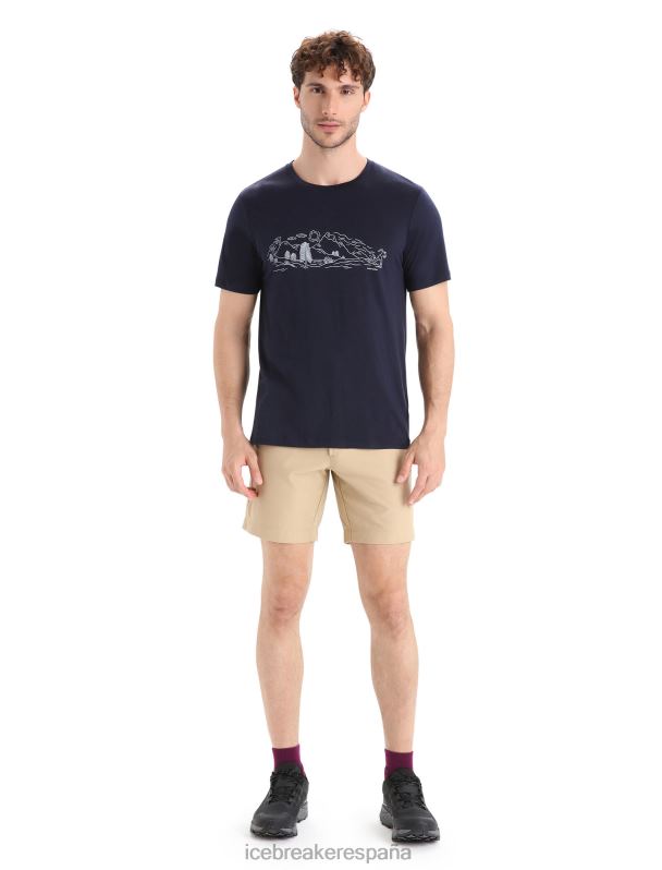 Icebreaker hombres camiseta merino tech lite ii manga corta naturaleza sprint 0V2J055 ropa azul marino de medianoche