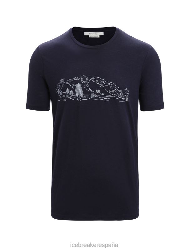 Icebreaker hombres camiseta merino tech lite ii manga corta naturaleza sprint 0V2J055 ropa azul marino de medianoche