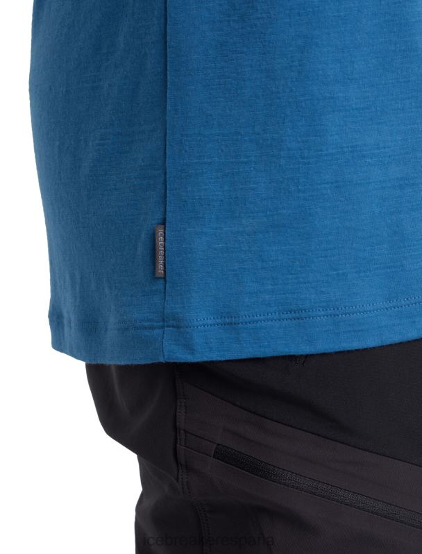 Icebreaker hombres camiseta merino tech lite ii manga corta pared del bosque 0V2J0478 ropa azul