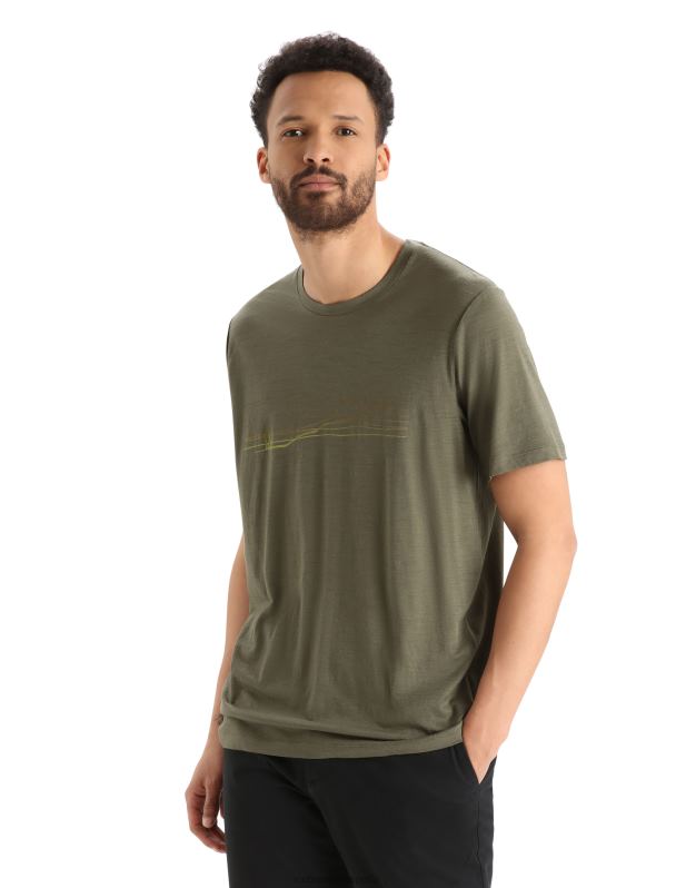 Icebreaker hombres camiseta merino tech lite ii manga corta rayas esqui 0V2J0347 ropa cargarse