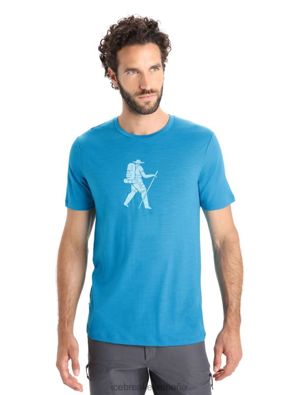 Icebreaker hombres camiseta merino tech lite ii manga corta trail excursionista 0V2J037 ropa geo azul